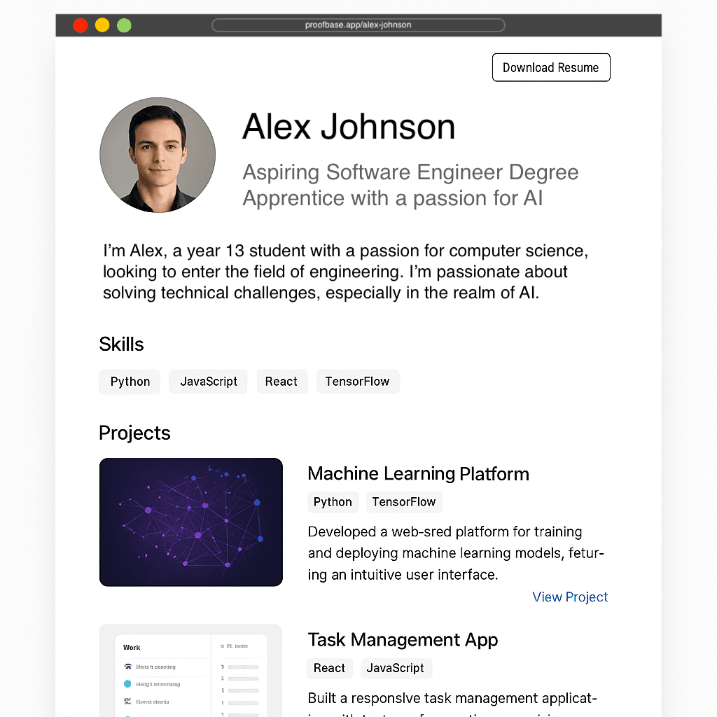Proofbase demo screenshot